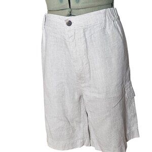 Men's Caribbean linen cargo stretch resort relaxed fit beachy pocketed shorts 44
